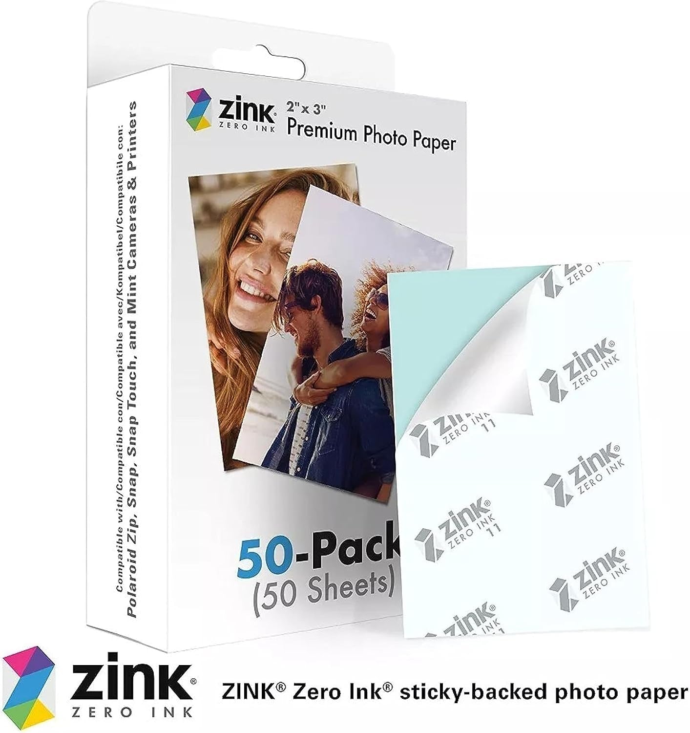 2"X3" Premium Instant Photo Paper (50 Pack) Compatible with Polaroid Snap, Snap Touch, Zip and Mint Cameras and Printers