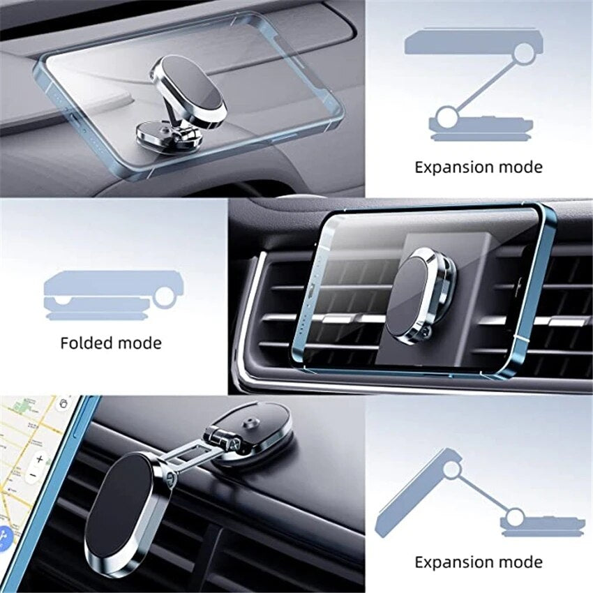1080 Rotatable Magnetic Car Phone Holder Magnet Smartphone Support GPS Foldable Phone Bracket in Car for Iphone, Samsung, Xiaomi