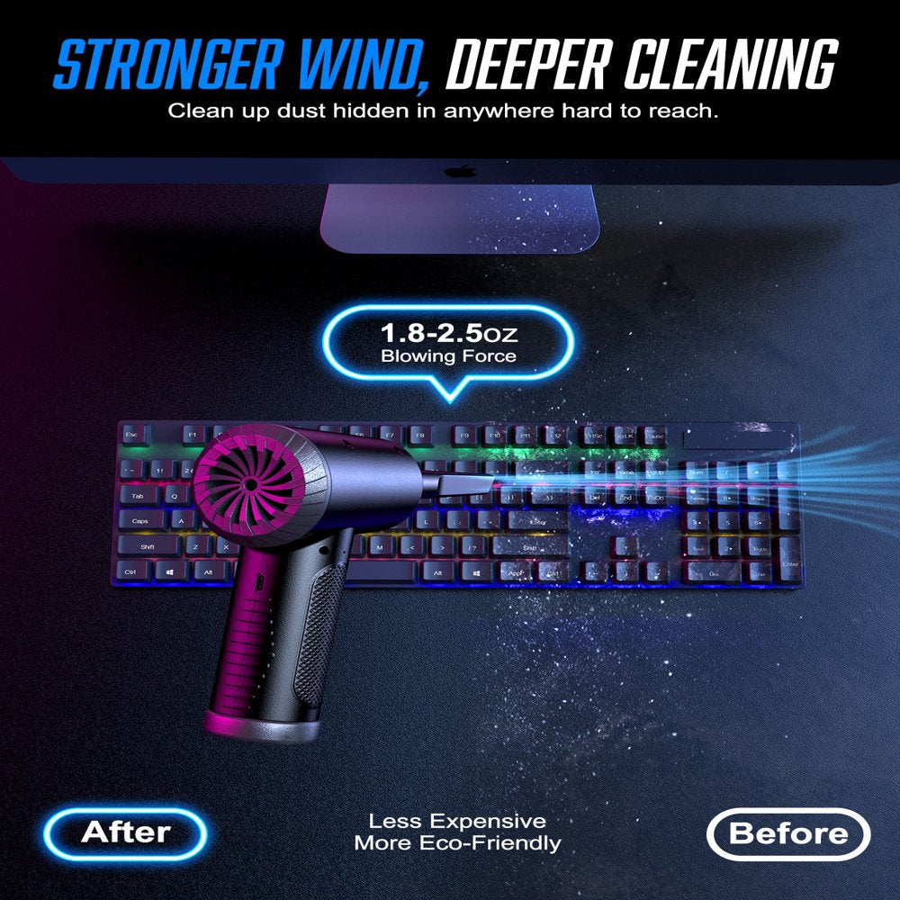 Rechargeable Electric Air Duster - High-Speed Cleaning Tool with Adjustable Speed and Fast Inflation for Keyboards and Computers"