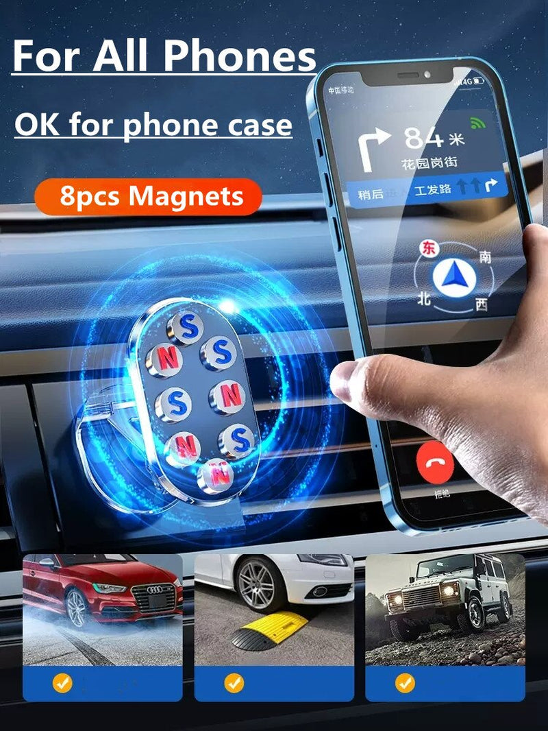 1080 Rotatable Magnetic Car Phone Holder Magnet Smartphone Support GPS Foldable Phone Bracket in Car for Iphone, Samsung, Xiaomi