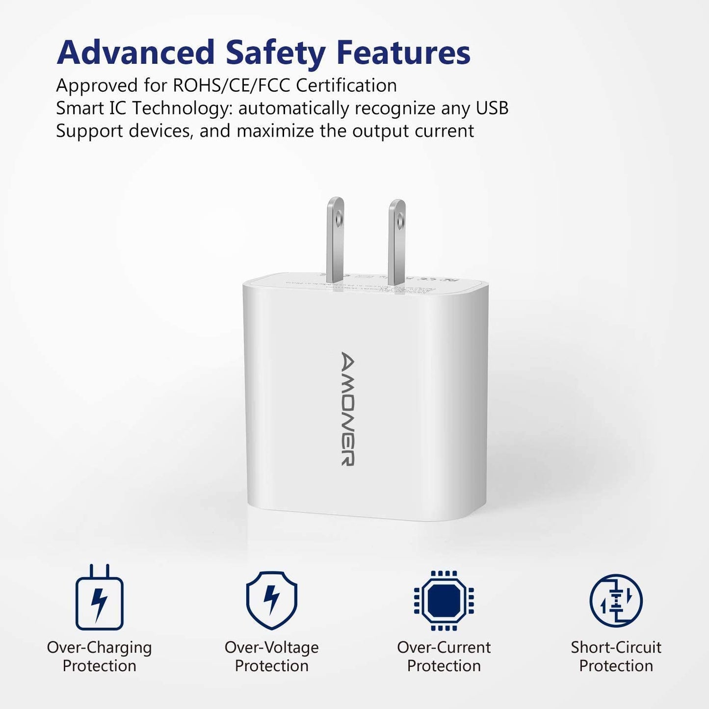 USB Wall Charger, 2Pack 15W 3-Port USB Plug Cube USB Cube Power Adapter for Iphone 14/13/12/11/Pro/Promax/Xs/Xr/X/8, Galaxy S22 S21 and More and More