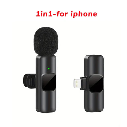 Wireless Lavalier Microphone Portable Audio Video Recording Mini Mic for Iphone Type-C Live Broadcast Gaming Phone Mic