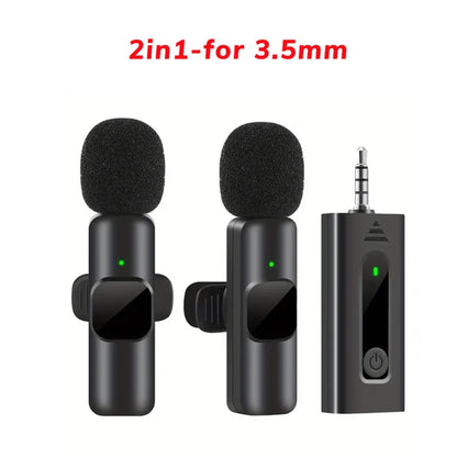 Wireless Lavalier Microphone Portable Audio Video Recording Mini Mic for Iphone Type-C Live Broadcast Gaming Phone Mic