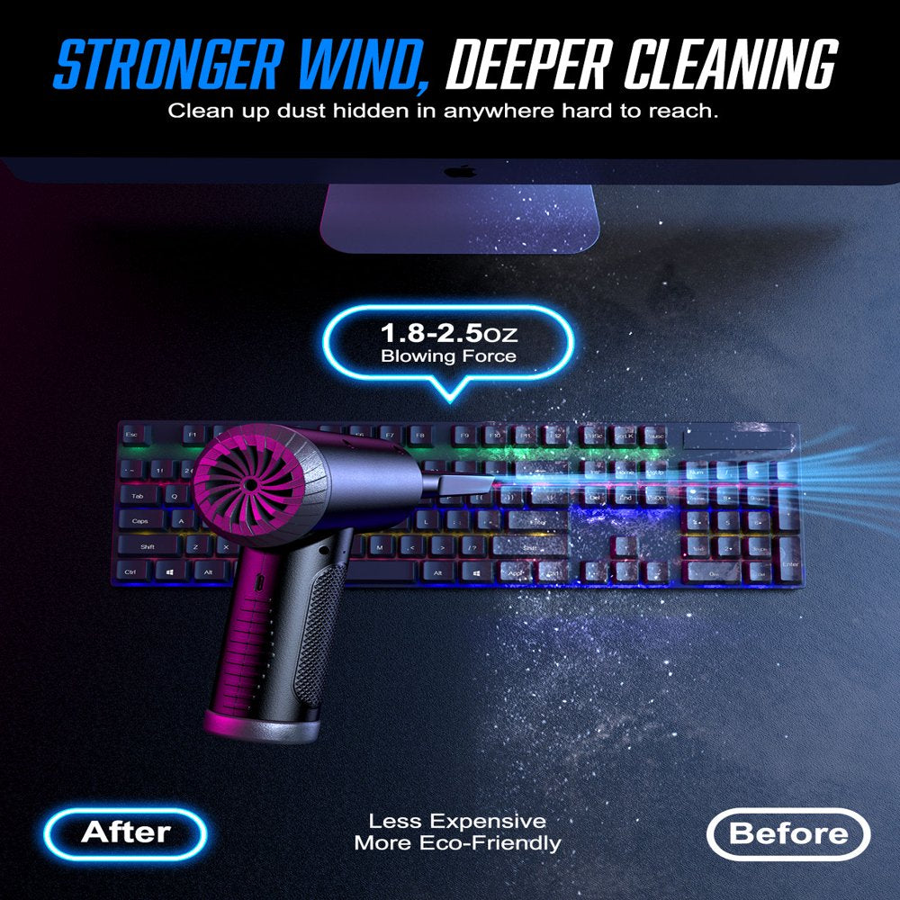Rechargeable Electric Air Duster - High-Speed Cleaning Tool with Adjustable Speed and Fast Inflation for Keyboards and Computers"