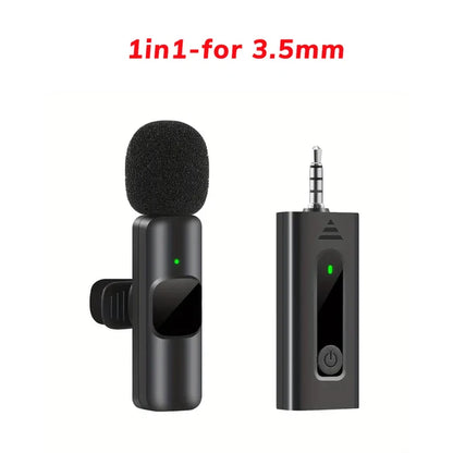 Wireless Lavalier Microphone Portable Audio Video Recording Mini Mic for Iphone Type-C Live Broadcast Gaming Phone Mic